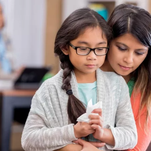 mom and child at doctor