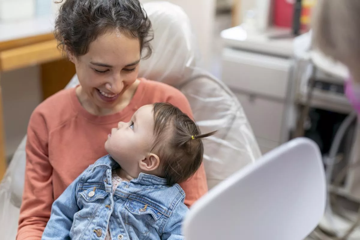 mom and baby at dentist