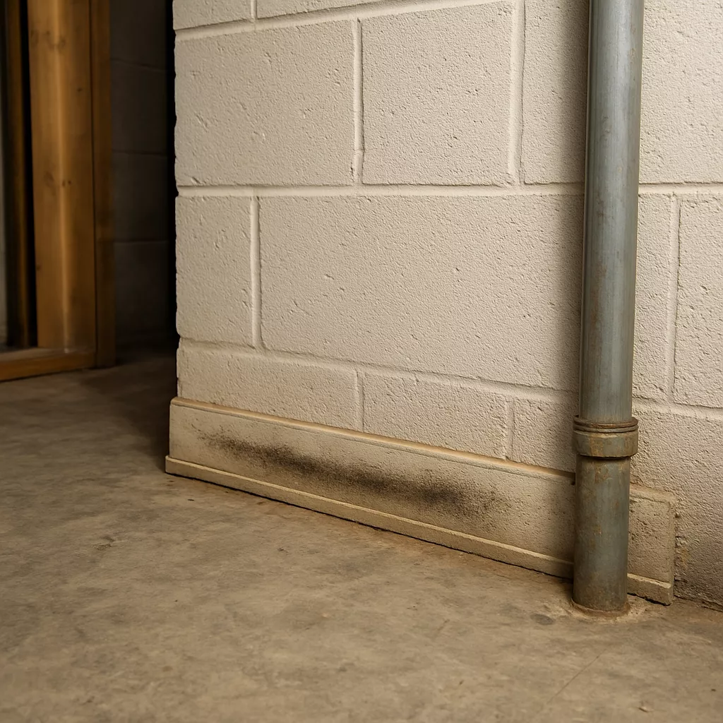 Wall showing signs of rodents with grease marks