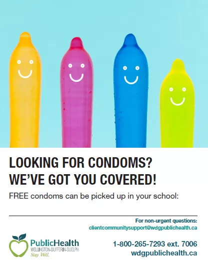 Example of cute colourful condom poster