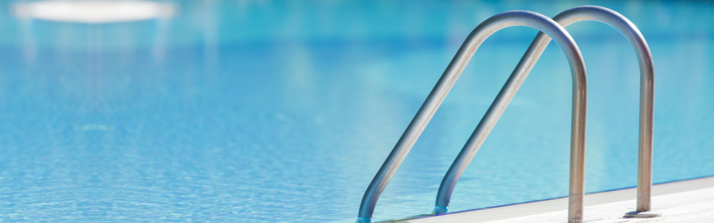 Pool water and ladder handles