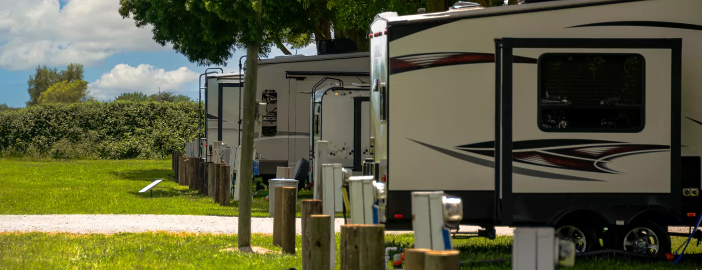Row of trailers at a campground