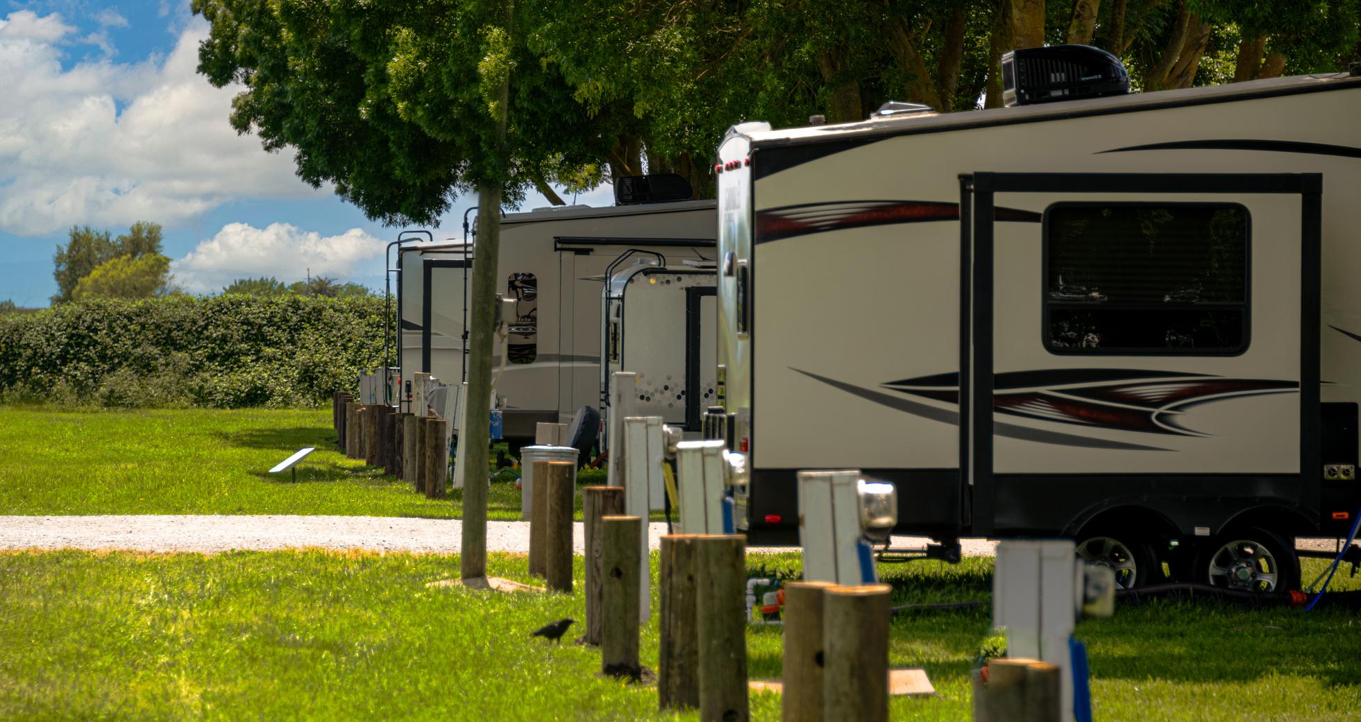 Row of trailers at a campground