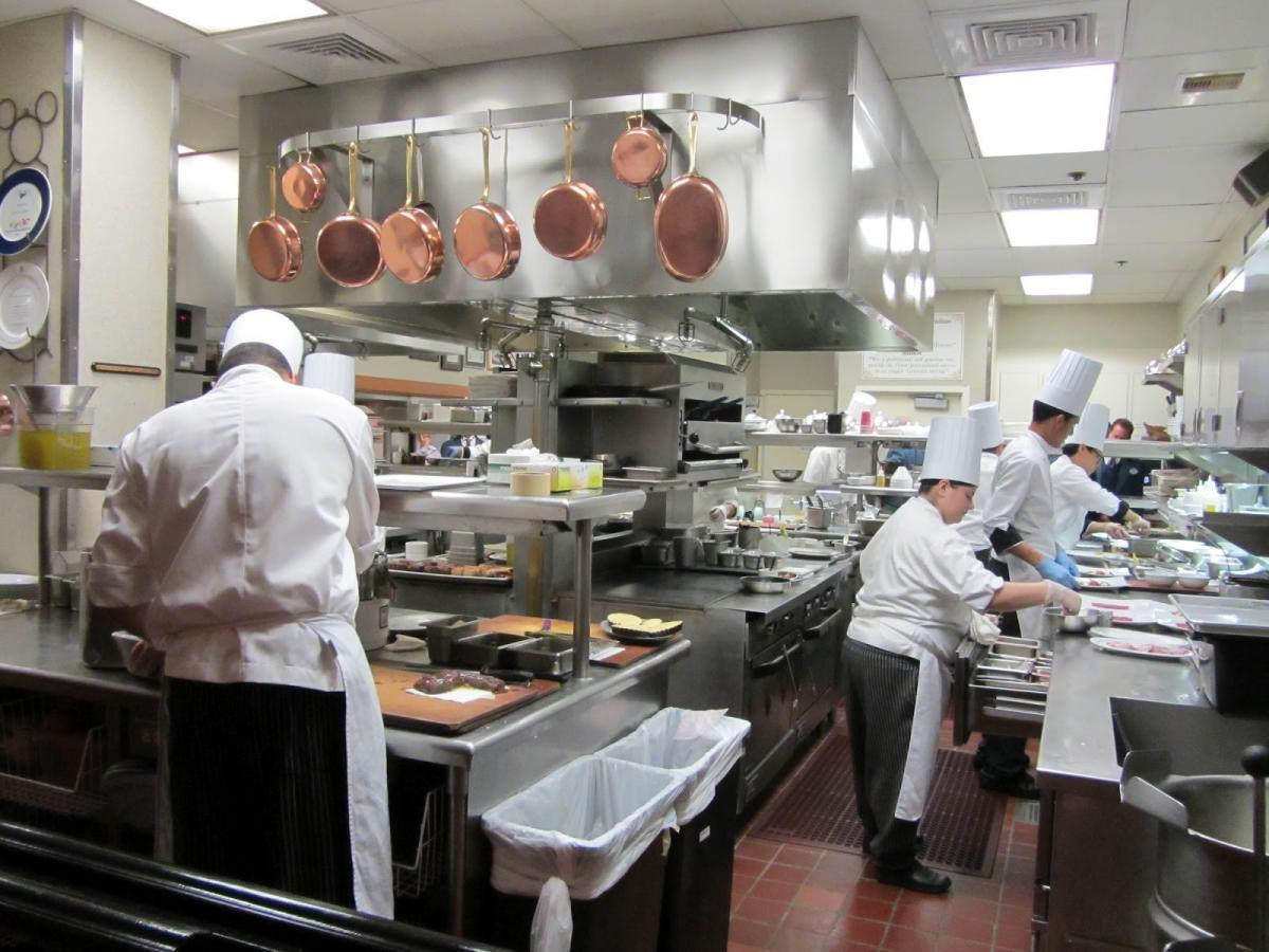 Cooks in a restaurant kitchen
