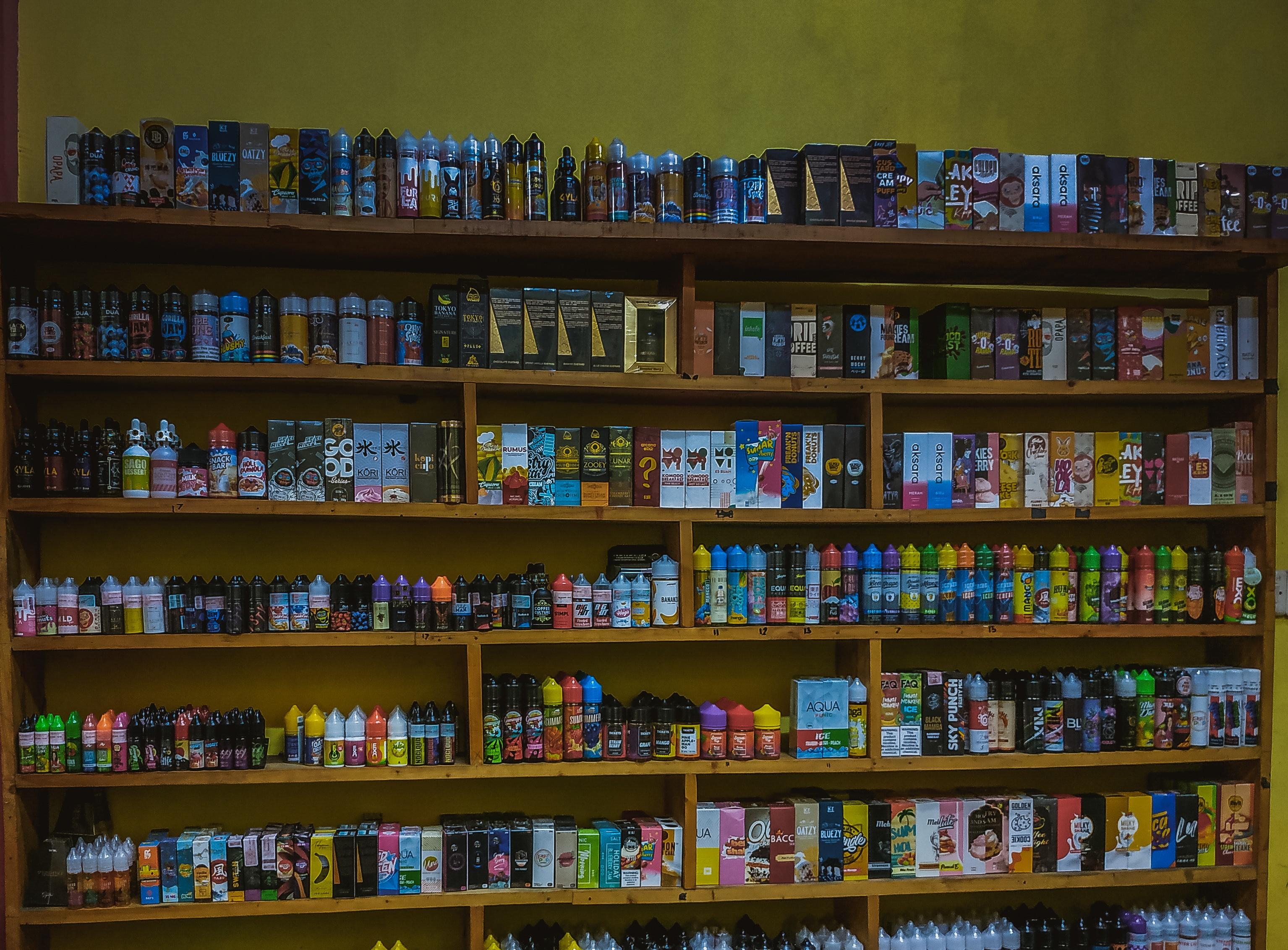 Vape shop shelves