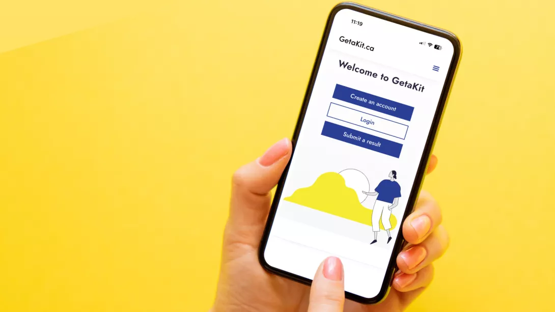 Image of getakit.ca website on a mobile phone